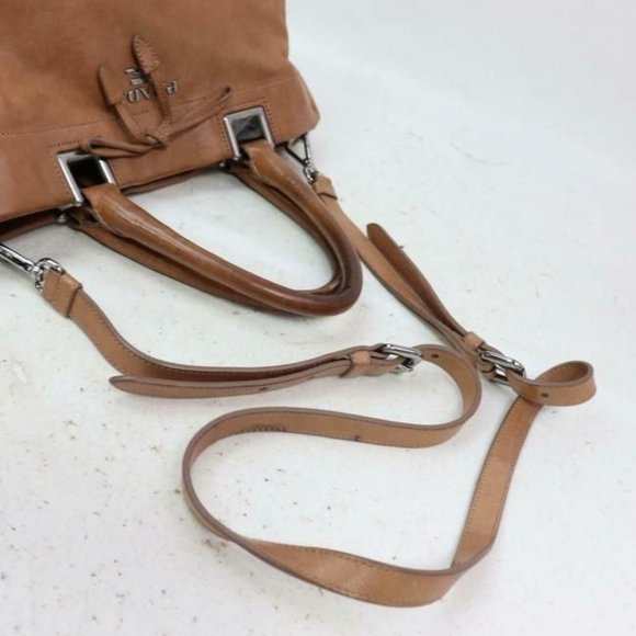 Prada Light Coffee Brown Leather Cross Body Purse Satchel - Picture 3 of 10